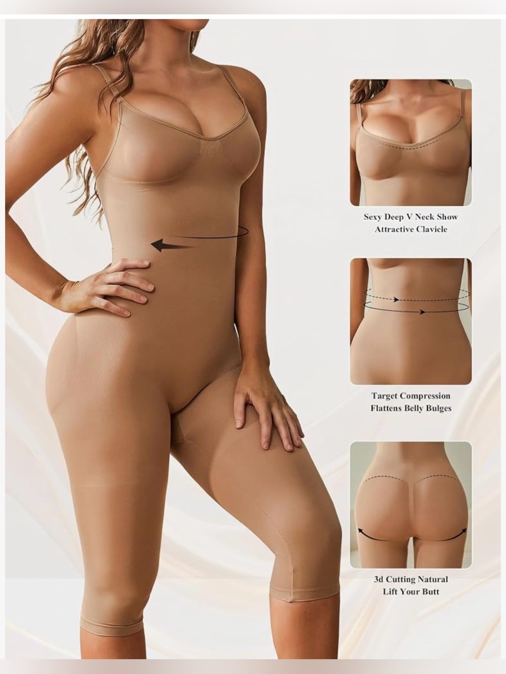 Tummy Control Shapewear Bodysuit Capri Body Shaper Butt Lifter Medium NWT